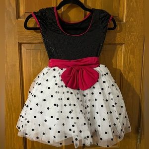 Red, black and white dance costume